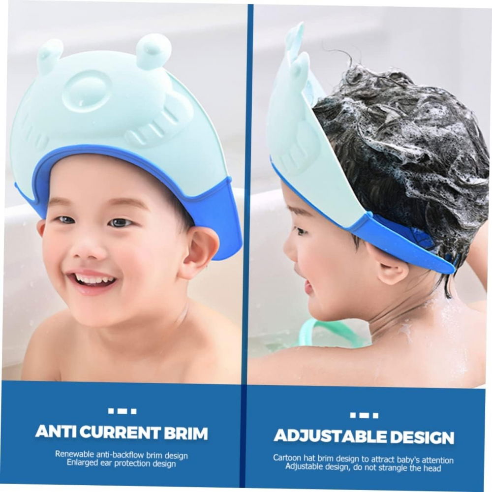 Viziera de protectie baie pentru copii, fippy, model broasca, dimensiune ajustabila, durabil, usor de curatat, impotriva samponului, pentru ochi si urechi, tpe+pp, 24x23 cm, albastru [6]
