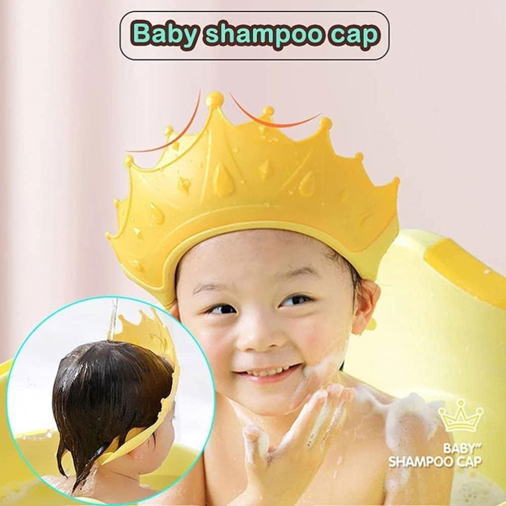 Viziera de protectie baie pentru copii, fippy, model coroana, dimensiune ajustabila, durabil, usor de curatat, impotriva samponului, pentru ochi si urechi, tpe+pp, galbena [6]