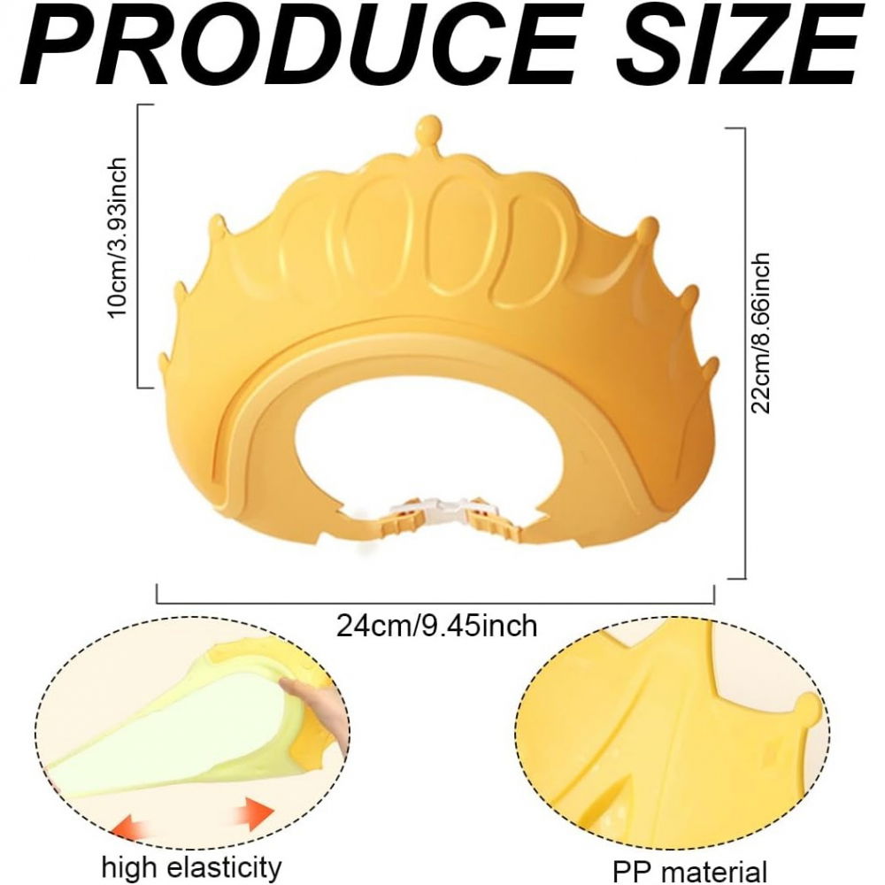 Viziera de protectie baie pentru copii, fippy, model coronita, dimensiune ajustabila, durabil, usor de curatat, impotriva samponului, pentru ochi si urechi, tpe+pp, 24x22 cm, galben [7]