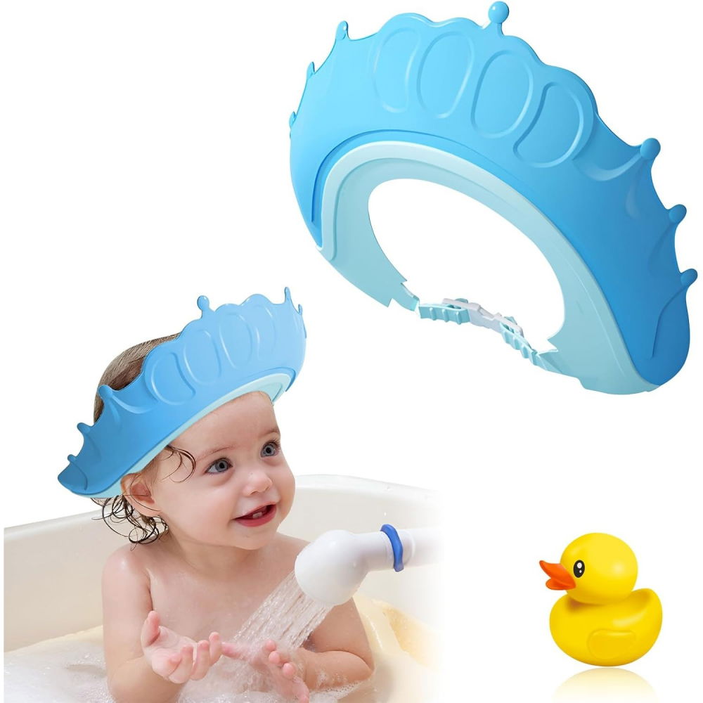 Viziera de protectie baie pentru copii, fippy, model coronita, dimensiune ajustabila, durabil, usor de curatat, impotriva samponului, pentru ochi si urechi, tpe+pp, 24x22 cm, albastru [7]