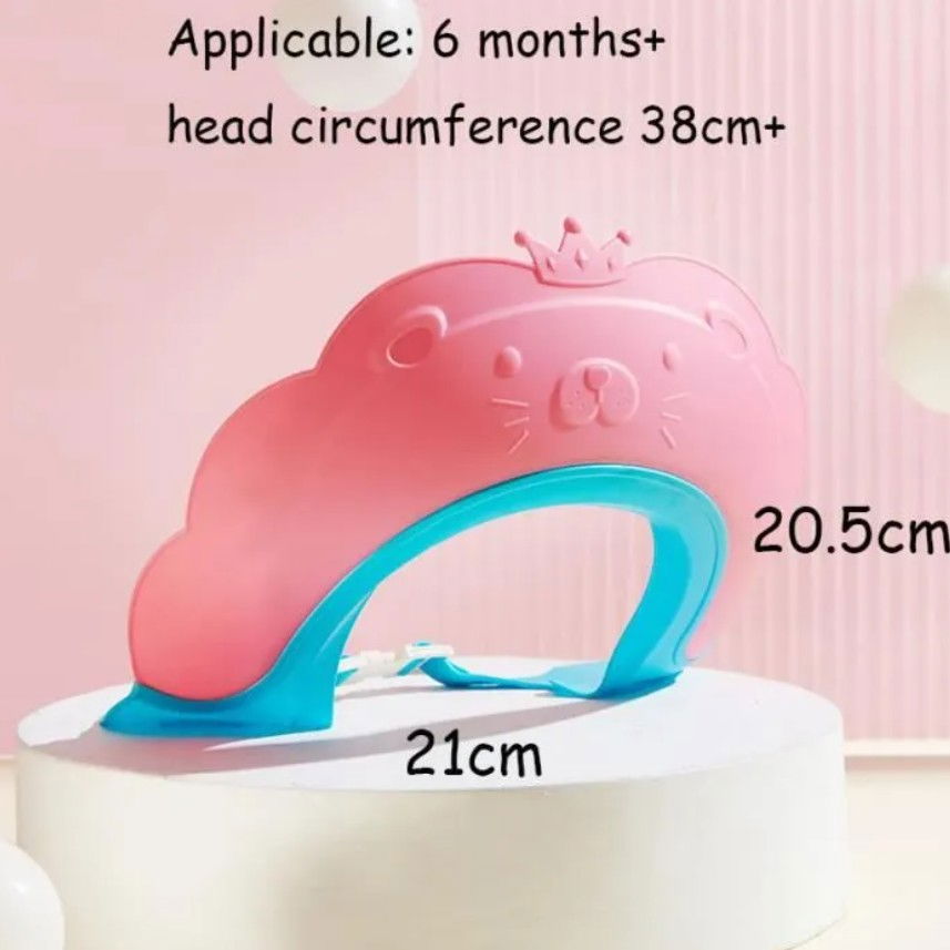 Viziera de protectie baie pentru copii, fippy, model coronita leu, dimensiune ajustabila, durabil, usor de curatat, impotriva samponului, pentru ochi si urechi, tpe+pp, 21x20.5 cm, roz [4]