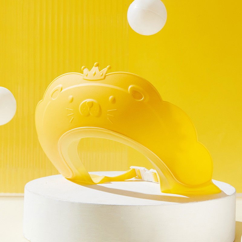 Viziera de protectie baie pentru copii, fippy, model coronita leu, dimensiune ajustabila, durabil, usor de curatat, impotriva samponului, pentru ochi si urechi, tpe+pp, 21x20.5 cm, galben [2]