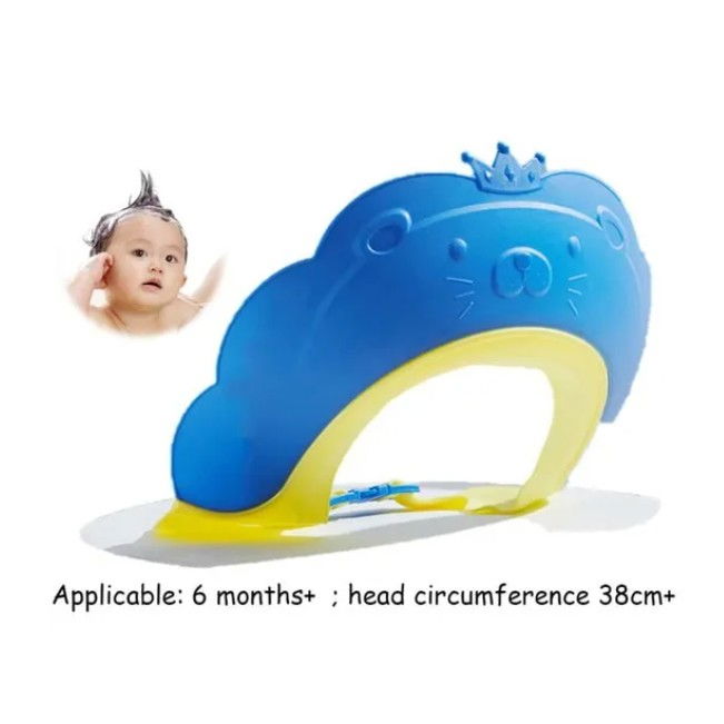 Viziera de protectie baie pentru copii, fippy, model coronita leu, dimensiune ajustabila, durabil, usor de curatat, impotriva samponului, pentru ochi si urechi, tpe+pp, 21x20.5 cm, albastru [3]