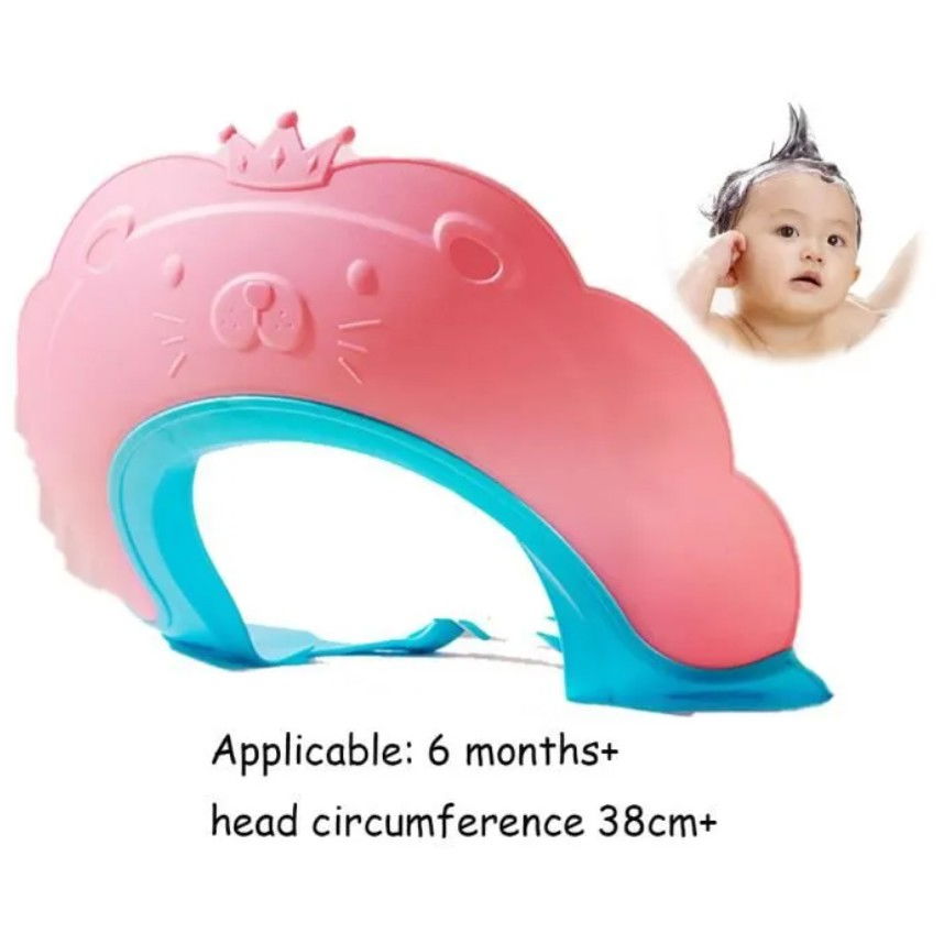 Viziera de protectie baie pentru copii, fippy, model coronita leu, dimensiune ajustabila, durabil, usor de curatat, impotriva samponului, pentru ochi si urechi, tpe+pp, 21x20.5 cm, roz [3]