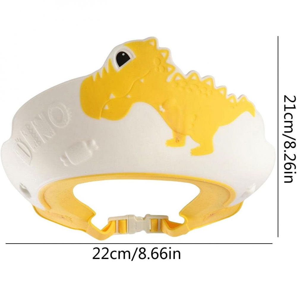 Viziera de protectie baie pentru copii, fippy, model dinozaur, dimensiune ajustabila, durabil, usor de curatat, impotriva samponului, pentru ochi si urechi, tpe+pp, 22x21 cm, galben [2]