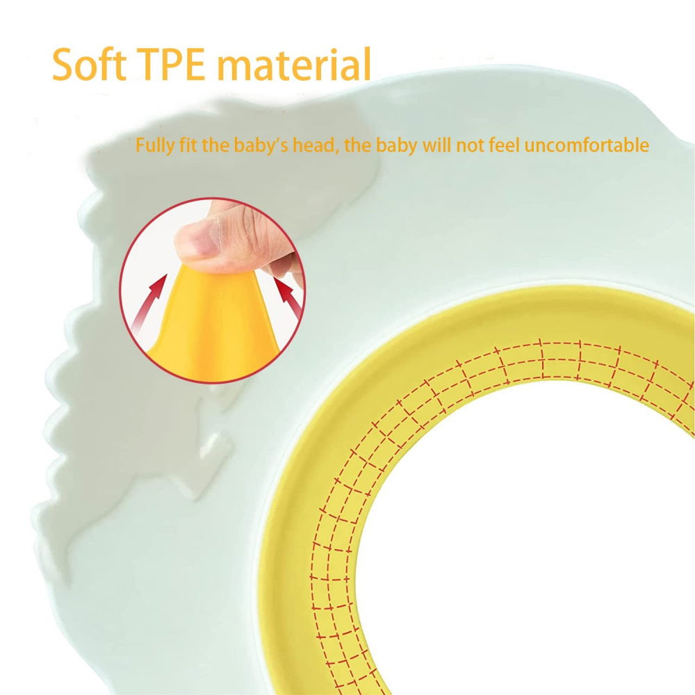 Viziera de protectie baie pentru copii, fippy, model hipopotam, dimensiune ajustabila, durabil, usor de curatat, impotriva samponului, pentru ochi si urechi, tpe+pp, 22x21 cm, galben [2]