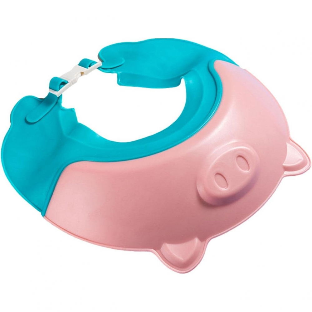 Viziera de protectie baie pentru copii, fippy, model purcelus, dimensiune ajustabila, durabil, usor de curatat, impotriva samponului, pentru ochi si urechi, tpe+pp, 23x23 cm, roz [6]
