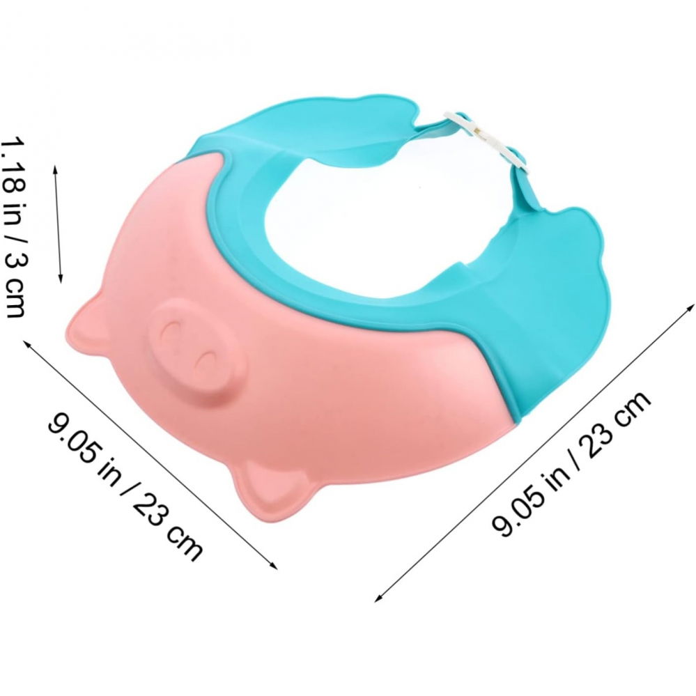 Viziera de protectie baie pentru copii, fippy, model purcelus, dimensiune ajustabila, durabil, usor de curatat, impotriva samponului, pentru ochi si urechi, tpe+pp, 23x23 cm, roz [8]