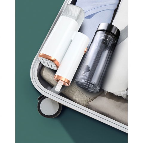 Aparat de calcat vertical portabil cu abur, putere 1000w, rezervor de 100 ml, priza, functie anti calcar si auto curatare, pliabil, 15x17x7.5 cm, alb [4]