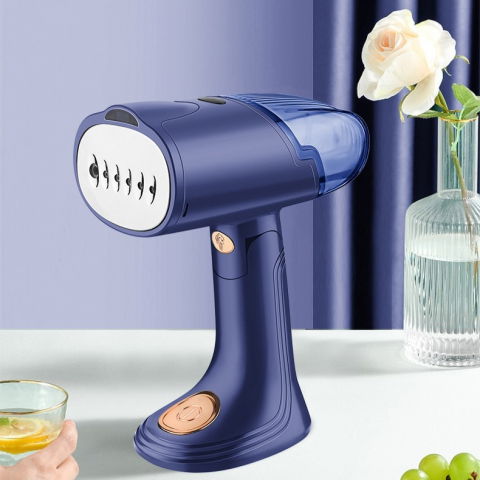 Aparat de calcat vertical portabil cu abur, putere 1500w, rezervor detasabil de 138ml, priza, functie anti calcar si auto curatare, pliabil, cu perie, 20x10.5x8 cm, albastru [6]