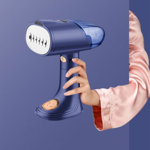 Aparat de calcat vertical portabil cu abur, putere 1500w, rezervor detasabil de 138ml, priza, functie anti calcar si auto curatare, pliabil, cu perie, 20x10.5x8 cm, albastru [7]