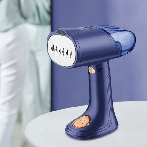 Aparat de calcat vertical portabil cu abur, putere 1500w, rezervor detasabil de 138ml, priza, functie anti calcar si auto curatare, pliabil, cu perie, 20x10.5x8 cm, albastru [3]