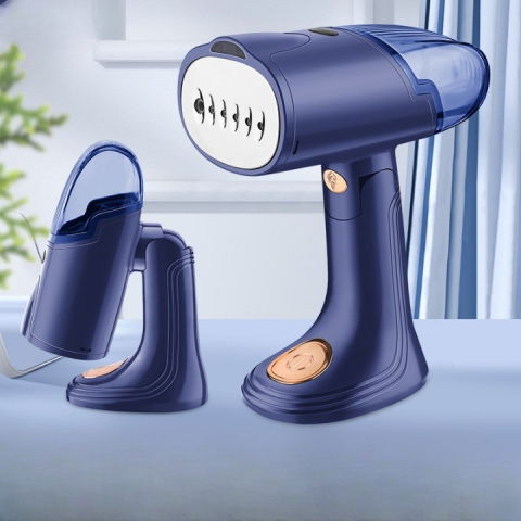 Aparat de calcat vertical portabil cu abur, putere 1500w, rezervor detasabil de 138ml, priza, functie anti calcar si auto curatare, pliabil, cu perie, 20x10.5x8 cm, albastru [13]