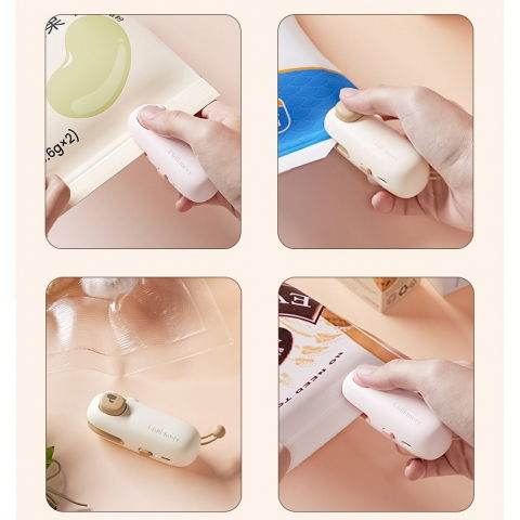 Aparat de sigilat ambalaje, incarcare usb tip c, 400 mah, 10.2 x 3.7 x 4.3 cm, model ursulet, maro [2]