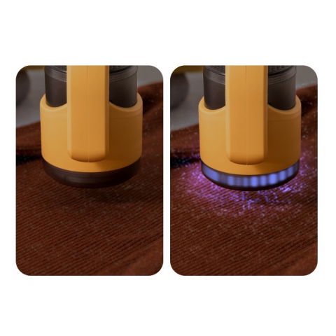 Aparat pentru curatat scame, par si praf, cu led, pentru diferite tipuri de material, cu lame din otel inoxidabil, compartiment de depozitare, maner reglabil, 11x10.5x8.7 cm, galben [10]