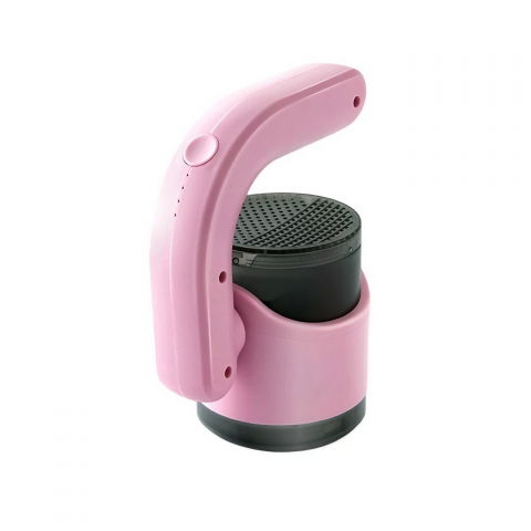 Îngrijire şi confort acasă - Aparat pentru curatat scame, par si praf, cu led, pentru diferite tipuri de material, cu lame din otel inoxidabil, compartiment de depozitare, maner reglabil, 11x10.5x8.7 cm, roz