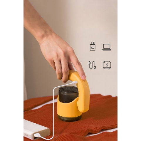 Aparat pentru curatat scame, par si praf, cu led, pentru diferite tipuri de material, cu lame din otel inoxidabil, compartiment de depozitare, maner reglabil, 11x10.5x8.7 cm, galben [5]