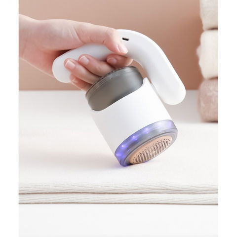 Aparat pentru curatat scame, par si praf, cu led, pentru diferite tipuri de material, cu lame din otel inoxidabil, compartiment de depozitare, maner reglabil, 11x10.5x8.7 cm, alb [9]