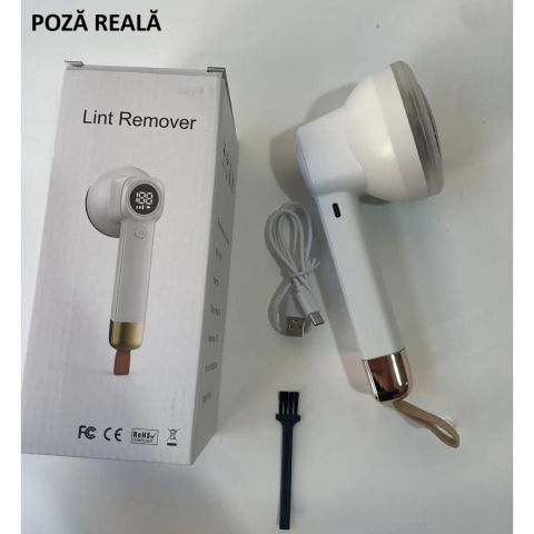 Aparat pentru curatat scame, par si praf, pentru diferite tipuri de material, cu lame din otel inoxidabil, incarcare prin usb type-c, cu perie de curatare si cablu usb incluse, alb, 20 x 8.8 x 8.5 cm [15]