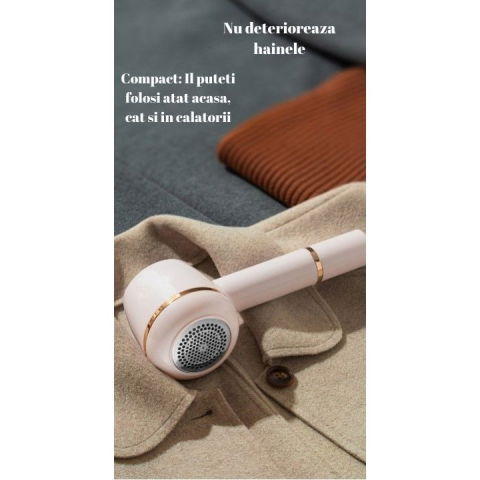 Aparat pentru curatat scame, par si praf, pentru diferite tipuri de material, cu lame din otel inoxidabil, incarcare prin usb type-c, cu perie de curatare, cablu usb si stick cu lipici incluse, roz, 220 x 86 mm [4]