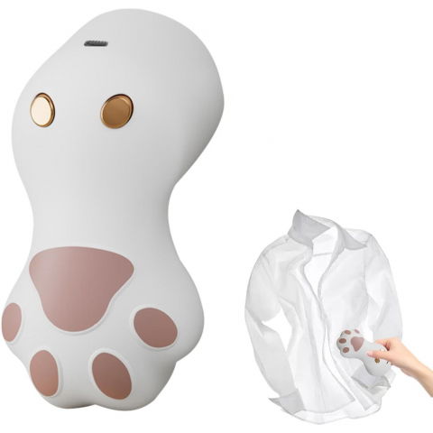 Aparat pentru curatat scame, par si praf, pentru diferite tipuri de material, incarcare usb type-c, model labuta de pisica, 14x7x7.5 cm, alb-roz [5]