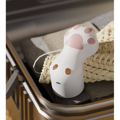 Aparat pentru curatat scame, par si praf, pentru diferite tipuri de material, incarcare usb type-c, model labuta de pisica, 14x7x7.5 cm, alb-roz [6]