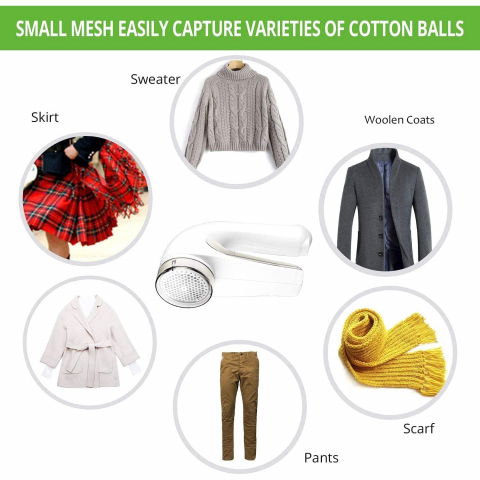 Aparat pentru curatat scame, par si praf, trimmer pentru diferite tipuri de material, cu lame din otel inoxidabil, maner ergonomic, incarcare prin usb, 15x6x9 cm, alb [7]