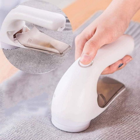 Aparat pentru curatat scame, par si praf, trimmer pentru diferite tipuri de material, cu lame din otel inoxidabil, maner ergonomic, incarcare prin usb, 15x6x9 cm, alb [3]