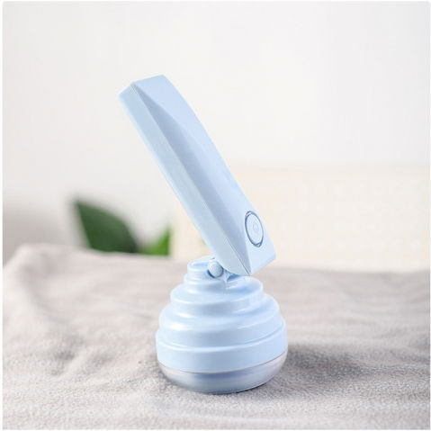 Aparat pentru curatat scame, par si praf, trimmer pentru diferite tipuri de material, cu lame din otel inoxidabil, maner flexibil, incarcare prin usb, 13x8 cm, albastru [11]