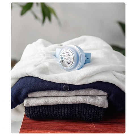 Aparat pentru curatat scame, par si praf, trimmer pentru diferite tipuri de material, cu lame din otel inoxidabil, maner flexibil, incarcare prin usb, 13x8 cm, albastru [10]