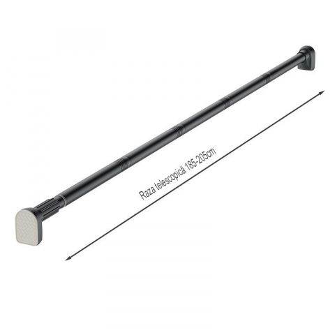 Bara telescopica multifunctionala, din otel inoxidabil si abs, utilizare universala, extensie 185 - 205 cm, fara perforare perete, gri [1]