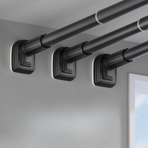 Bara telescopica multifunctionala, din otel inoxidabil si abs, utilizare universala, extensie 220 - 240 cm, fara perforare perete, gri [6]