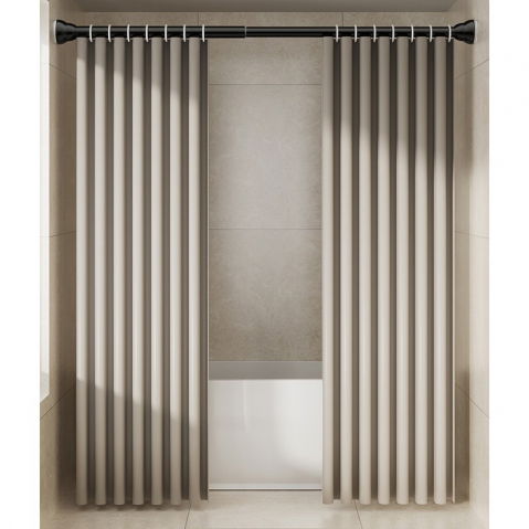 Bara telescopica multifunctionala, din otel inoxidabil, utilizare universala, retractabila 107 - 195 cm, fara perforare perete, negru [6]