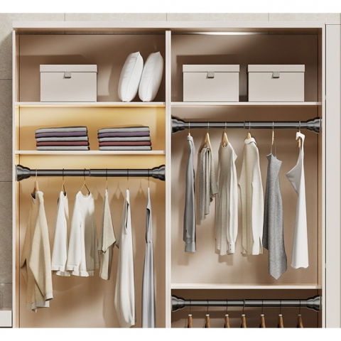 Bara telescopica multifunctionala, din otel inoxidabil, utilizare universala, retractabila 107 - 195 cm, fara perforare perete, negru [3]