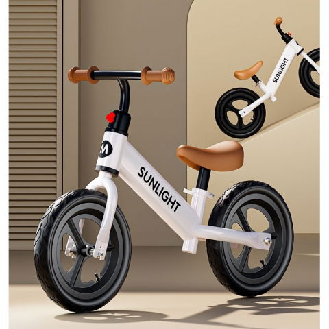 Bicicleta de echilibru, pentru copii, fara pedale, cu doua roti, 2-6 ani, inaltime reglabila, 82 x 55 x 45 cm, alb [5]