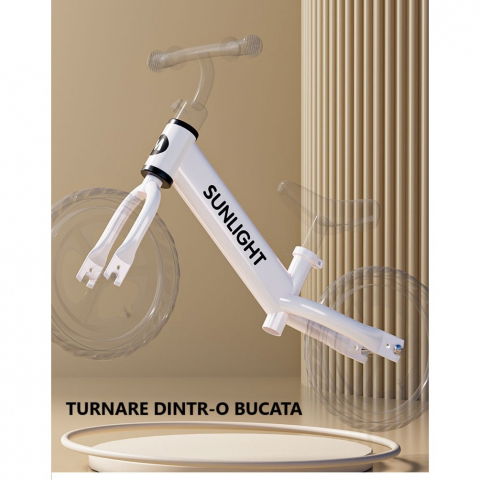 Bicicleta de echilibru, pentru copii, fara pedale, cu doua roti, 2-6 ani, inaltime reglabila, 82 x 55 x 45 cm, alb [4]