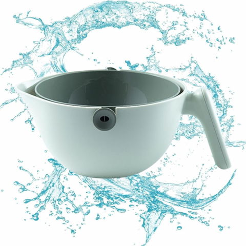 Bol cu doua straturi, pentru fructe, legume, cu cos de scurgere a apei, 2l, din abs+pp, 29.9 x 22.5 x 11.8 cm, verde [5]