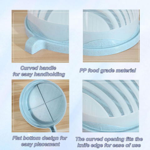 Bol feliator pentru salata, castron multifunctional pentru legume si fructe, pentru spalat si taiat legumele, cu scurgere si tocator, ergonomic, protectie pentru maini, 21x18.5x11.5 cm, albastru [2]