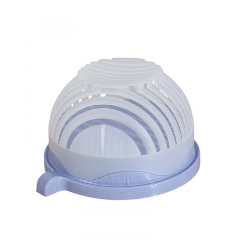 Accesorii pentru pregătirea alimentelor - Bol feliator pentru salata, castron multifunctional pentru legume si fructe, pentru spalat si taiat legumele, cu scurgere si tocator, ergonomic, protectie pentru maini, 21x18.5x11.5 cm, mov