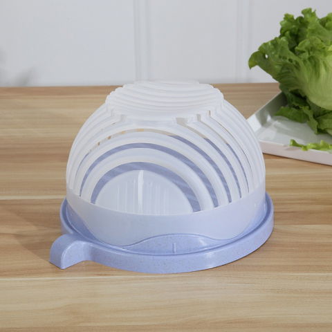 Bol feliator pentru salata, castron multifunctional pentru legume si fructe, pentru spalat si taiat legumele, cu scurgere si tocator, ergonomic, protectie pentru maini, 21x18.5x11.5 cm, mov [6]