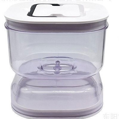 Borcan pentru muraturi, cu separator pentru lichide, ermetic, termorezistent, tip clepsidra, 1400 ml, abs, alb, 13.5x9.5 cm