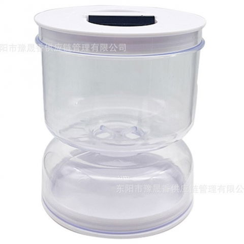 Borcan pentru muraturi, cu separator pentru lichide, ermetic, termorezistent, tip clepsidra, 800 ml, abs, alb, 13x11 cm