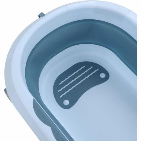 Cada de baie, pentru copii 0 luni - 6 ani, cu termometru, pliabila, perna suport inclusa, din plastic, 81.5 x 49 x 21.5 cm, albastru [3]