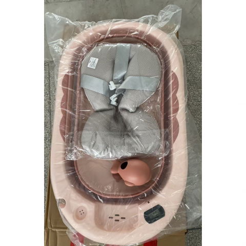 Cada de baie, pentru copii 0 luni - 6 ani, cu termometru, pliabila, perna suport inclusa, din plastic, 81.5 x 49 x 21.5 cm, roz [4]
