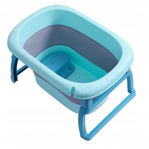 Cada pliabila pentru baie, din pp+tpe, pentru copii 0-6 ani, cu picioare, suport de sezut, scurgere etans, 48.5x25x72 cm, albastru [4]