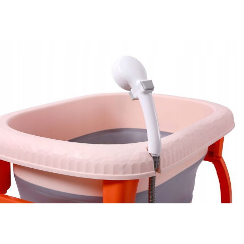 Cada pliabila pentru baie, din pp+tpe, pentru copii 0-6 ani, cu picioare, suport de sezut, scurgere etans, 80 x 52 x 42 cm, portocaliu [3]