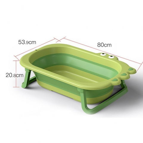 Cada pliabila pentru baie, din pp+tpr, pentru copii 0-6 ani, model crocodil, dop de scurgere, 80x54x21 cm, verde [2]