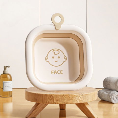 Cada pliabila pentru baie pentru copii, cadita pentru bebelusi, model patrat pentru fata, maro, 30x30x3.5 cm, 3.5 l [1]