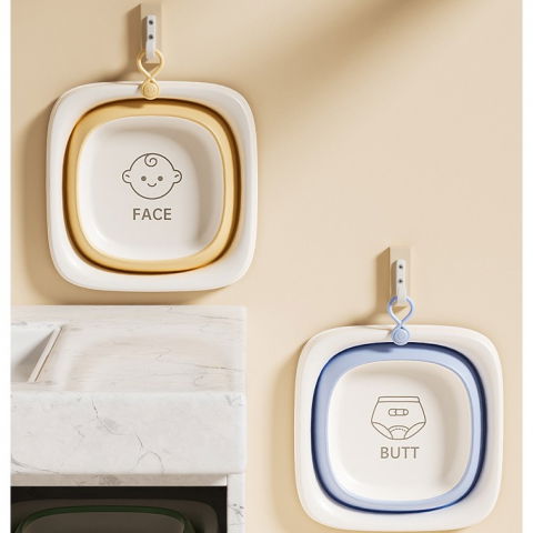 Cada pliabila pentru baie pentru copii, cadita pentru bebelusi, model patrat pentru fundulet, albastru, 32x27.5x3.7 cm, 4 l [5]