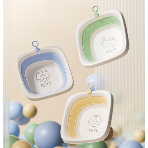 Cada pliabila pentru baie pentru copii, cadita pentru bebelusi, model patrat pentru fundulet, albastru, 32x27.5x3.7 cm, 4 l [2]